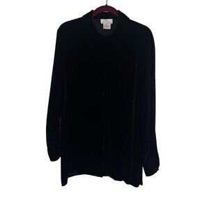 Silk Velvet Top M Black Neutral Festive Holiday Edgy Chic Minimalist Classic 80s